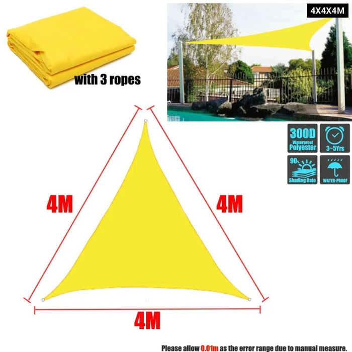 300d Regular Triangle Shade Sail Yellow Waterproof