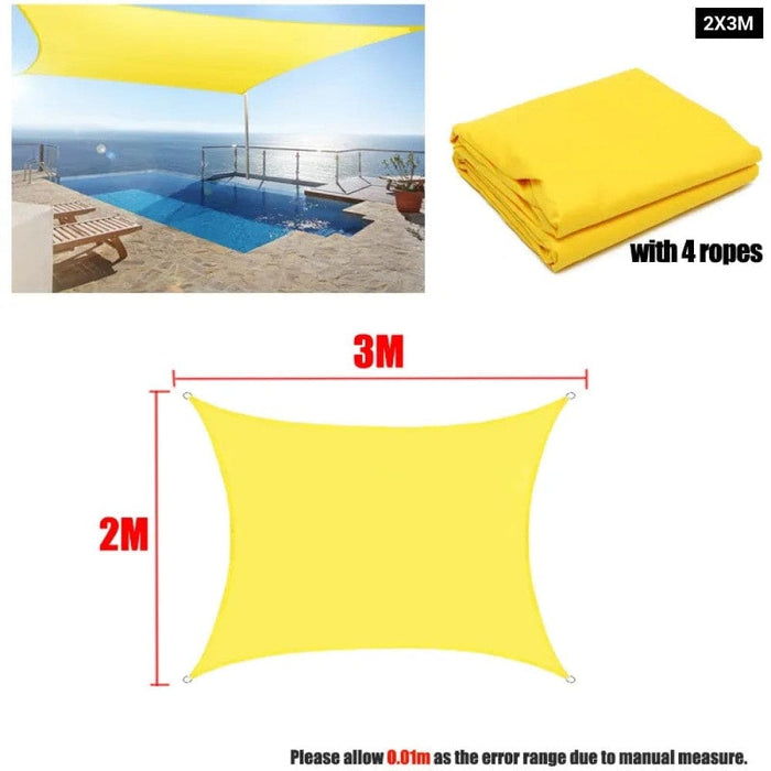 300d Yellow Waterproof Shade Sail Square Rectangle Sunshade