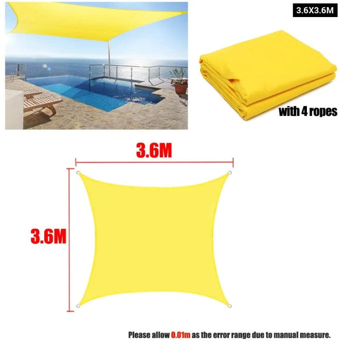 300d Yellow Waterproof Shade Sail Square Rectangle Sunshade