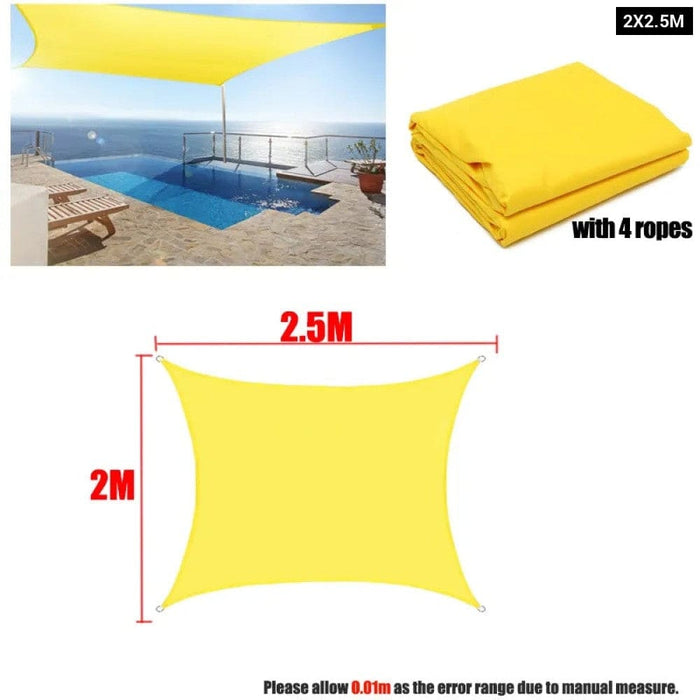 300d Yellow Waterproof Shade Sail Square Rectangle Sunshade