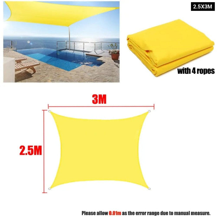 300d Yellow Waterproof Shade Sail Square Rectangle Sunshade