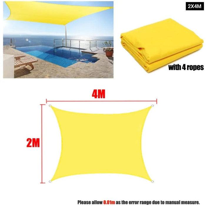 300d Yellow Waterproof Shade Sail Square Rectangle Sunshade