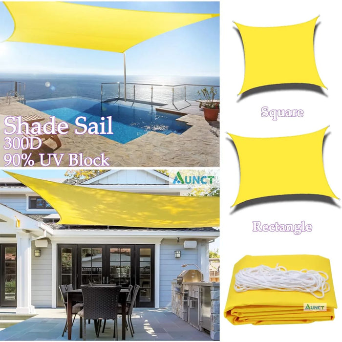 300d Yellow Waterproof Shade Sail Square Rectangle Sunshade