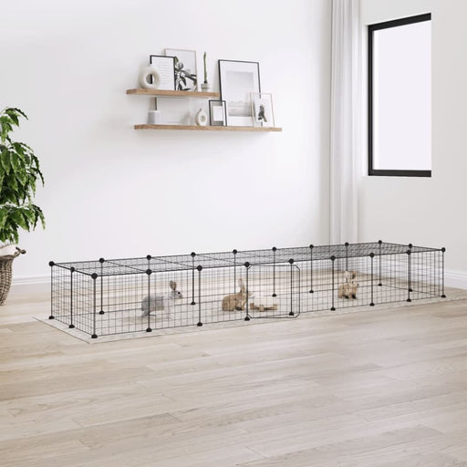 36-panel Pet Cage With Door Black 35x35 Cm Steel Tooabpi