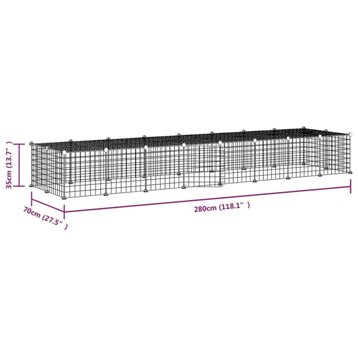 36-panel Pet Cage With Door Black 35x35 Cm Steel Tooabpi