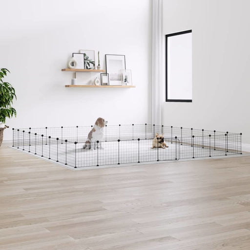 36-panel Pet Cage With Door Black 35x35 Cm Steel Tooabxo