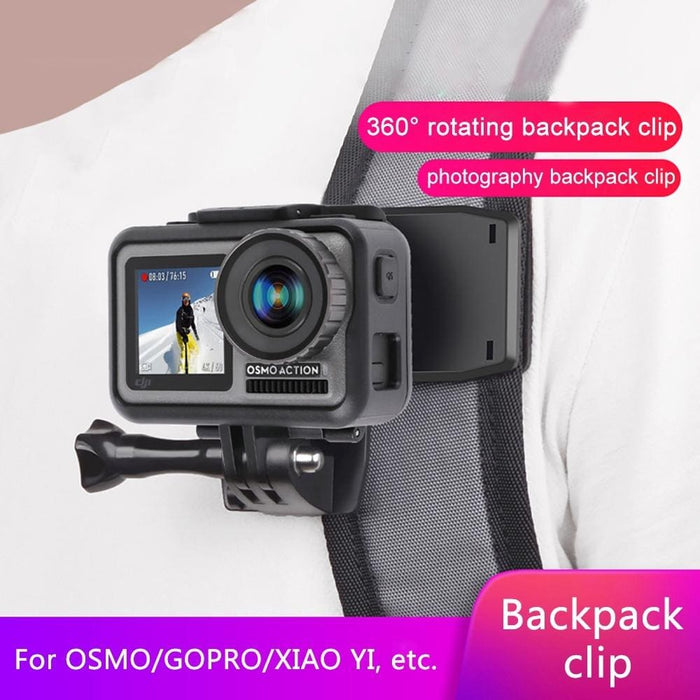 360 Degree Rotation Backpack Rec Mounts Clip Clamp Mount