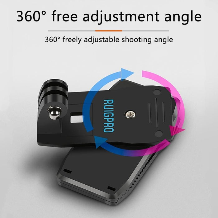 360 Degree Rotation Backpack Rec Mounts Clip Clamp Mount