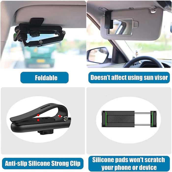 360 Rotating Sun Visor Phone Holder For Car Iphone Samsung