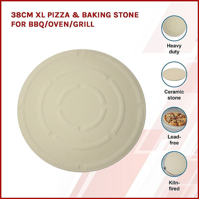 38cm Xl Pizza & Baking Stone For Bbq Oven Grill