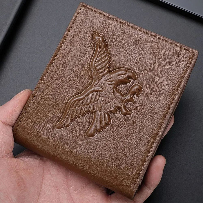 3d Eagle Relief Pattern Mens Short Wallet Casual Credit