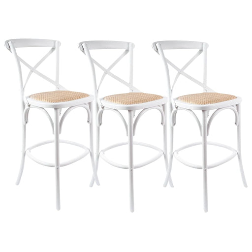 3pc Crossback Bar Stools Dining Chair Solid Birch Timber