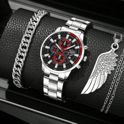 3pcs Set Fashion Luxury Mens Calendar Watches Male Casual