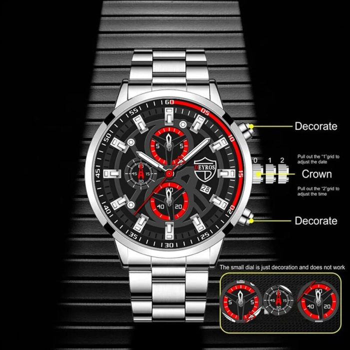 3pcs Set Fashion Luxury Mens Calendar Watches Male Casual