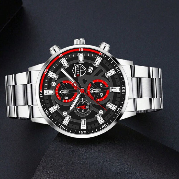 3pcs Set Fashion Luxury Mens Calendar Watches Male Casual