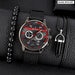 3pcs Set Fashion Mens Bracelet Necklace Watches Men