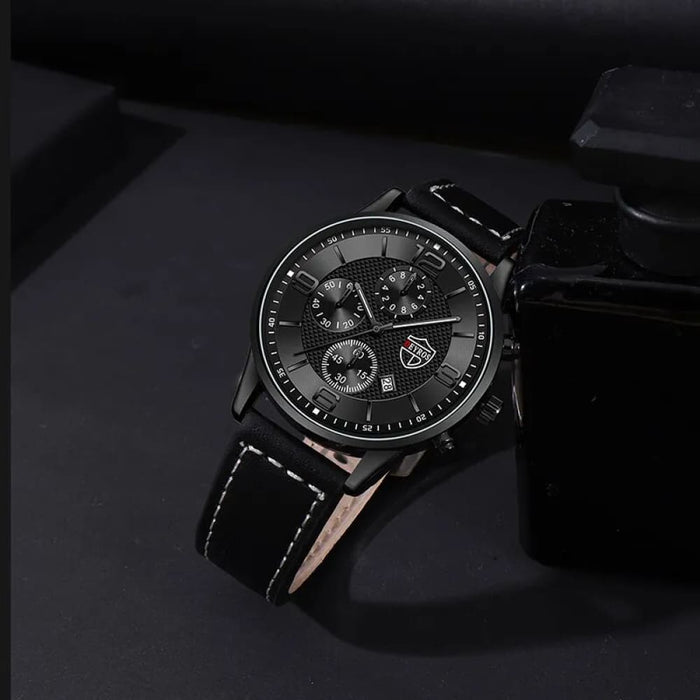 3pcs Set Fashion Mens Calendar Watches Luxury Men Business