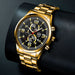 3pcs Fashion Mens Gold Necklace Bracelet Watches Set Men