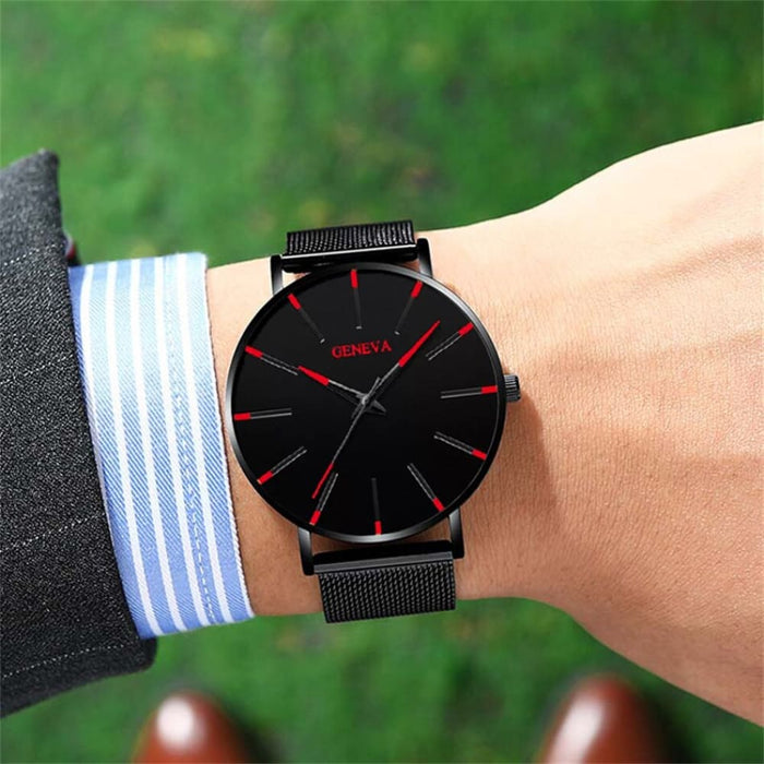 3pcs Set Fashion Mens Simple Watches Men Business Stainless