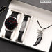 3pcs Set Fashion Mens Simple Watches Men Business Stainless