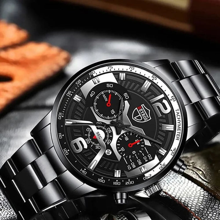 3pcs Luxury Fashion Mens Watches For Men Necklace Bracelet