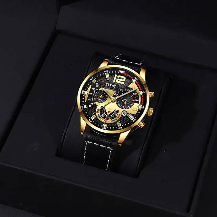 3pcs Set Luxury Mens Watches Men Skull Head Necklace