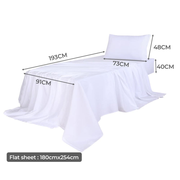 3pcs Sinigle Size 100% Bamboo Bed Sheet Set In White Colour