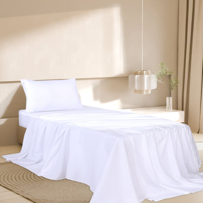 3pcs Sinigle Size 100% Bamboo Bed Sheet Set In White Colour