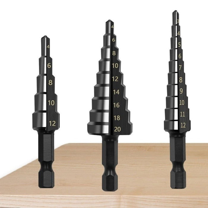 3pcs Hss Steel Titanium Coated Step Drill Bits 3 12mm 4