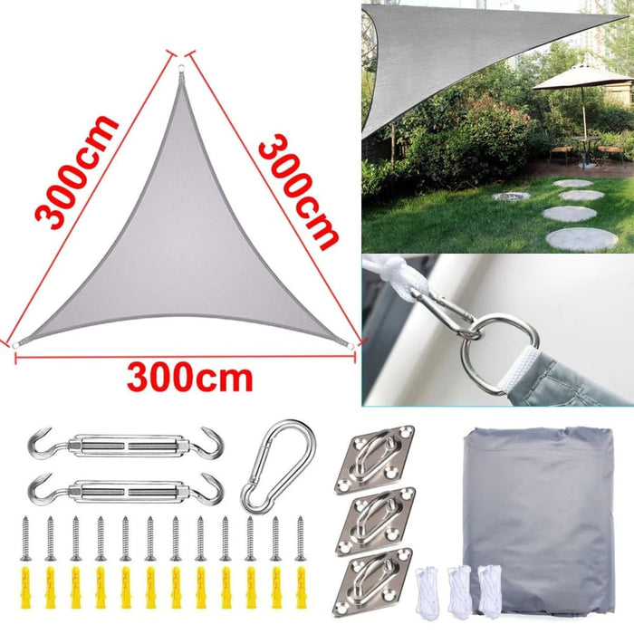 3x3x3m Triangle Gray 300d Awnings Outdoor Waterproof Shade