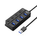 4 In 1 Usb Hub With Independent Power Switch And 30cm Cable