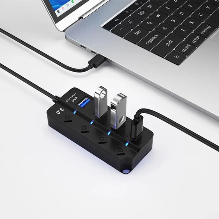 4 In 1 Usb Hub With Independent Power Switch And 30cm Cable