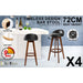 4 Set 72cm Black Brown Wooden Bar Stool Leila Leather