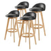 4 Set 72cm Black Wooden Bar Stool Leila Leather