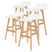 4 Set 74cm White Wooden Bar Stool Sophia Leather