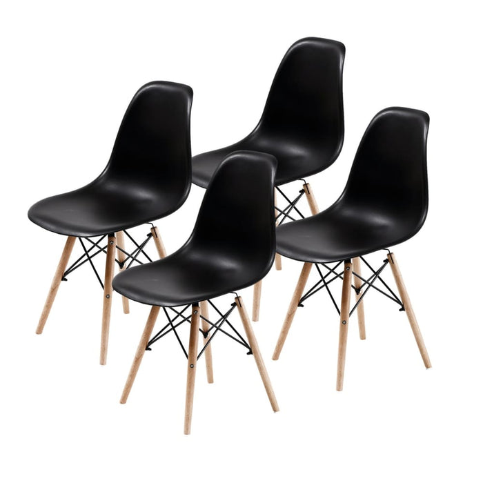 4 Set Black Retro Dining Cafe Chair Dsw Pp