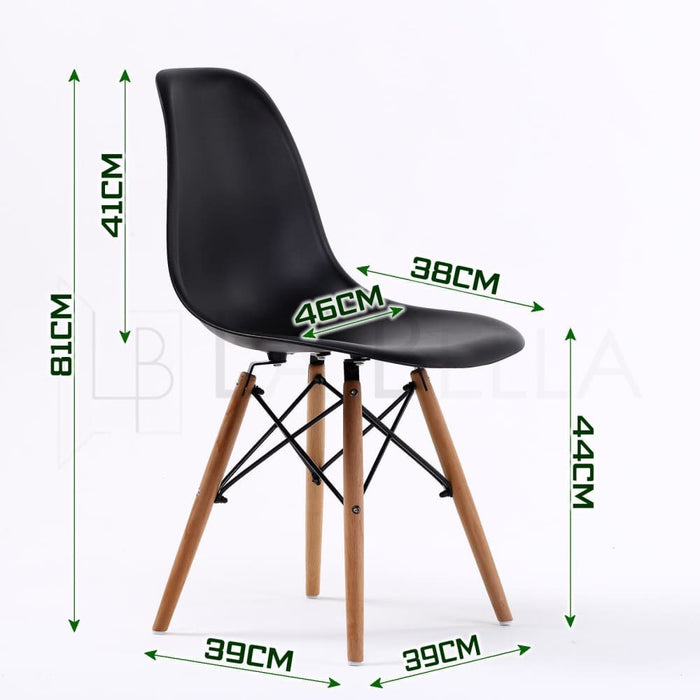 4 Set Black Retro Dining Cafe Chair Dsw Pp