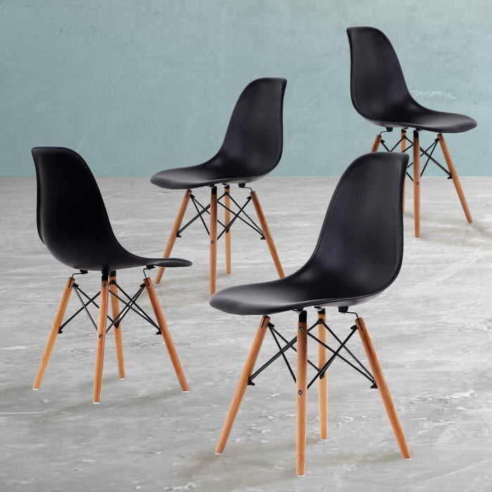 4 Set Black Retro Dining Cafe Chair Dsw Pp