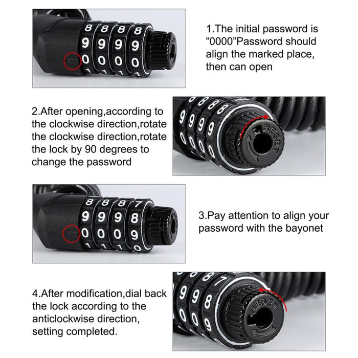 4 Digit Password Mini Helmet Bag Lock