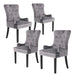 4 Set Grey French Provincial Dining Chair Ring Studded