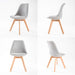 4 Set Grey Retro Dining Cafe Chair Padded Seat