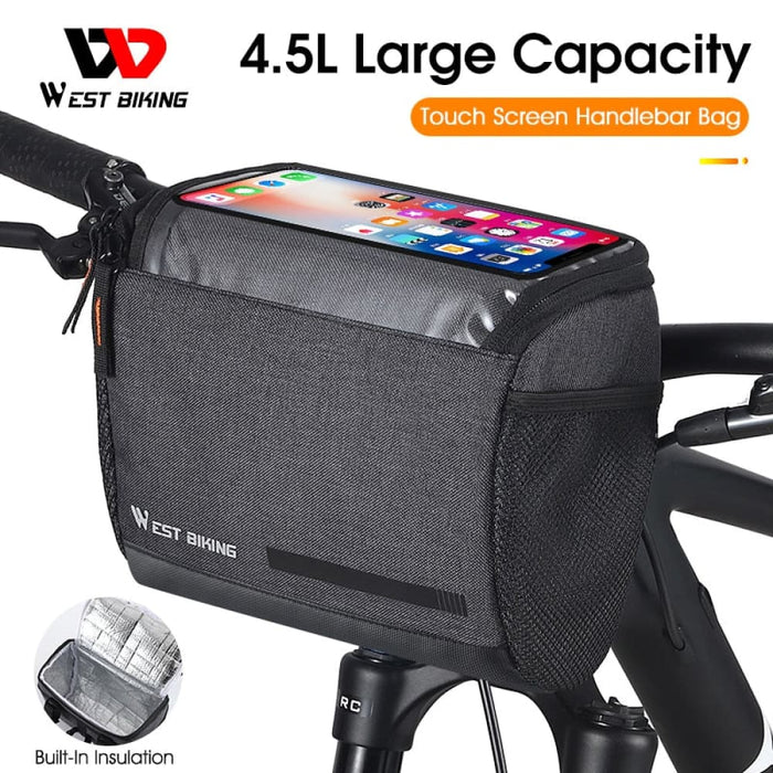 4.5l Handlebar Bicycle Bag With 7.5 Inch Touch Screen Phone