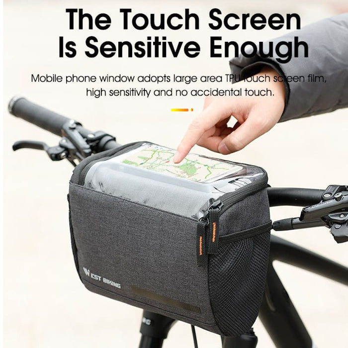 4.5l Handlebar Bicycle Bag With 7.5 Inch Touch Screen Phone