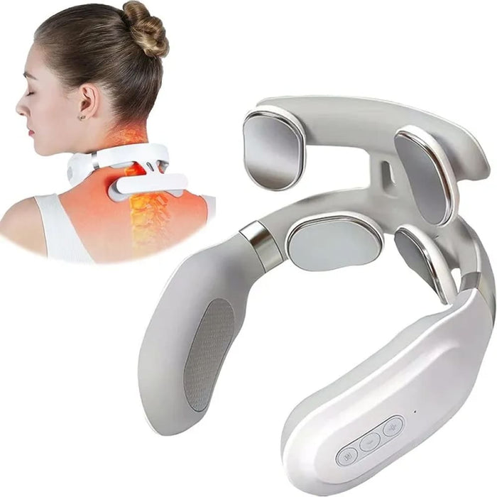 4 Head Neck Massager With Heat Vibration Light