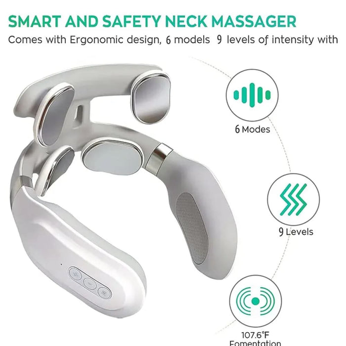 4 Head Neck Massager With Heat Vibration Light