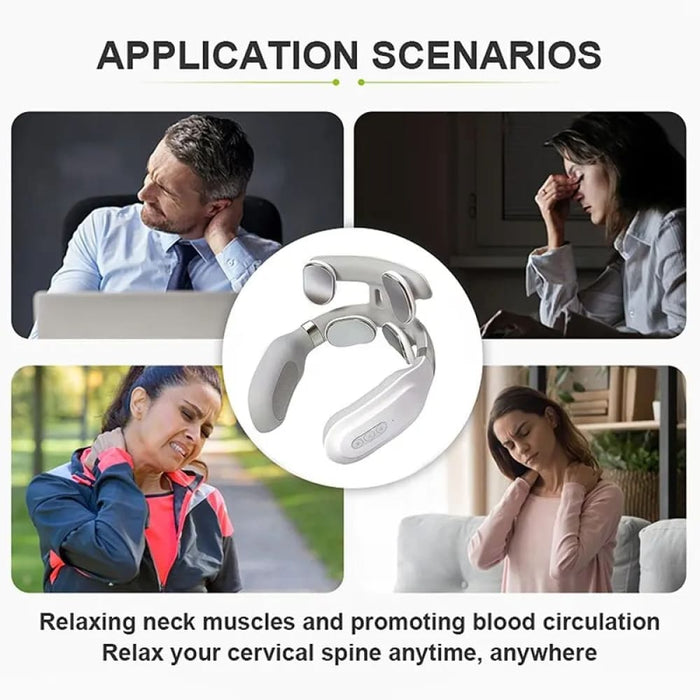 4 Head Neck Massager With Heat Vibration Light