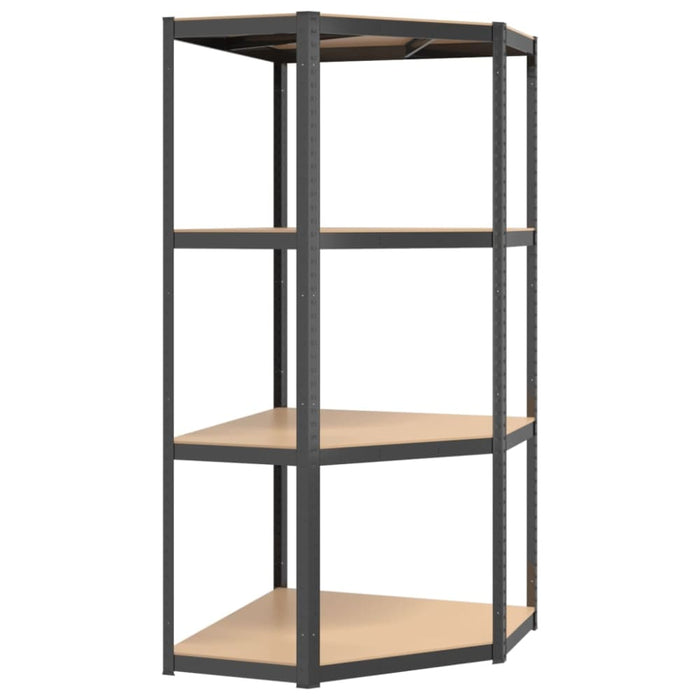 4-layer Corner Shelf Anthracite Steel And Engineered Wood