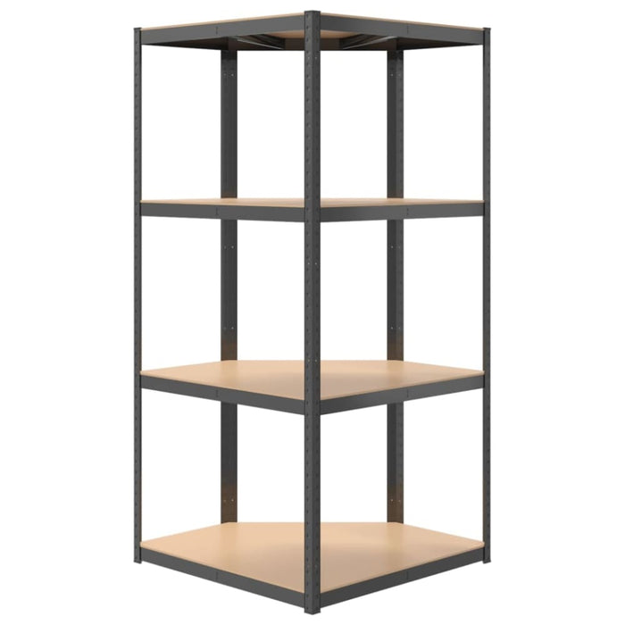 4-layer Corner Shelf Anthracite Steel And Engineered Wood