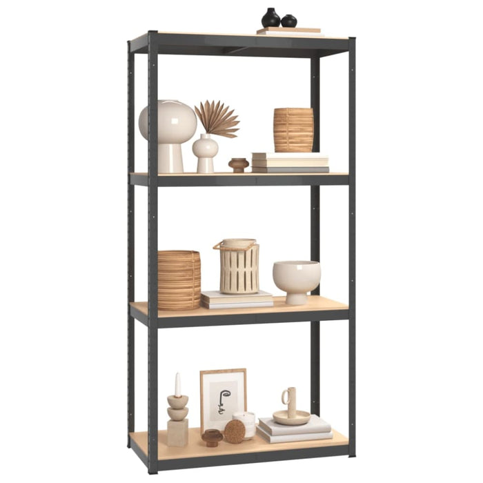 4-layer Shelves 3 Pcs Anthracite Steel And Engineered Wood