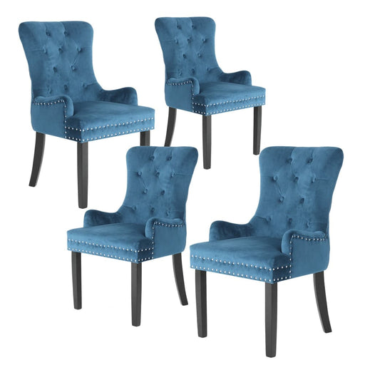 4 Set Navy Blue French Provincial Dining Chair Ring Studded